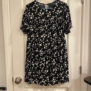 Daisy Flower Dress Black & White Flowing Sundress & Pockets by Code Mode Large